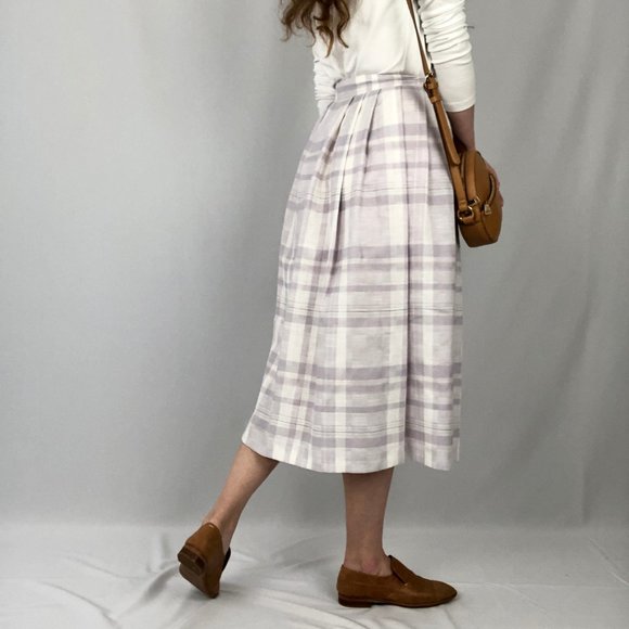 Vintage Pleated Midi Skirt High Waisted Long Pleated Pockets Kilt Preppy Canada - Picture 8 of 9